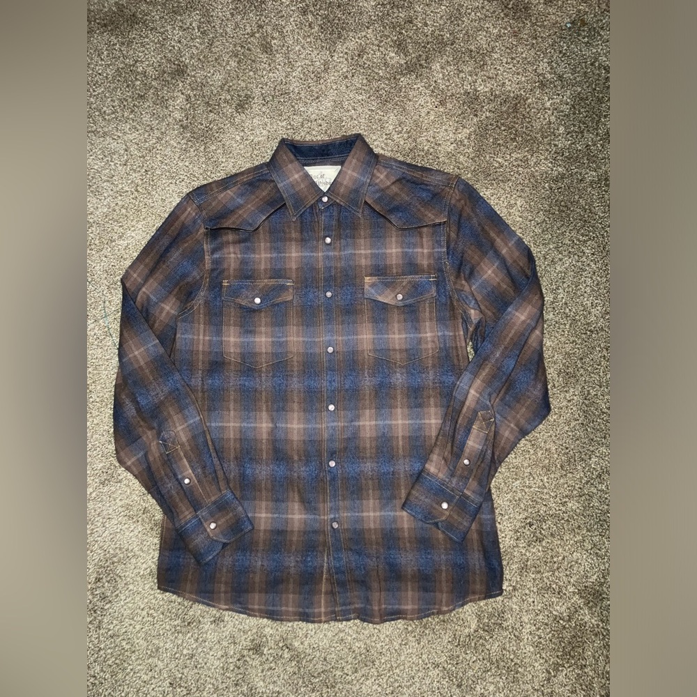 Men’s Age Of Wisdom Small Plaid Snap Western Style Shirt